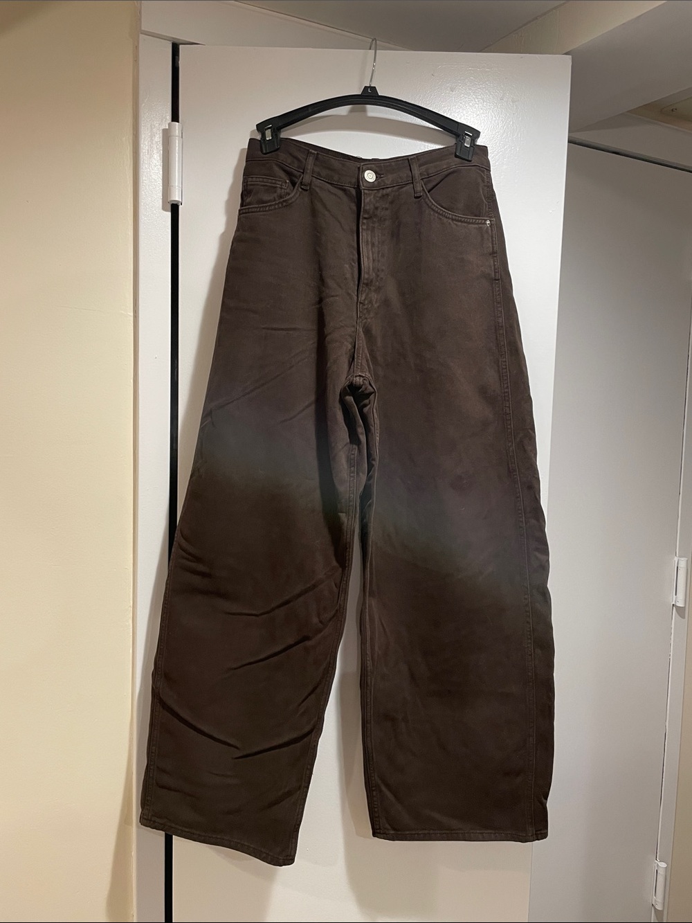 Zara Dark Brown Wide-Leg Women's Pants